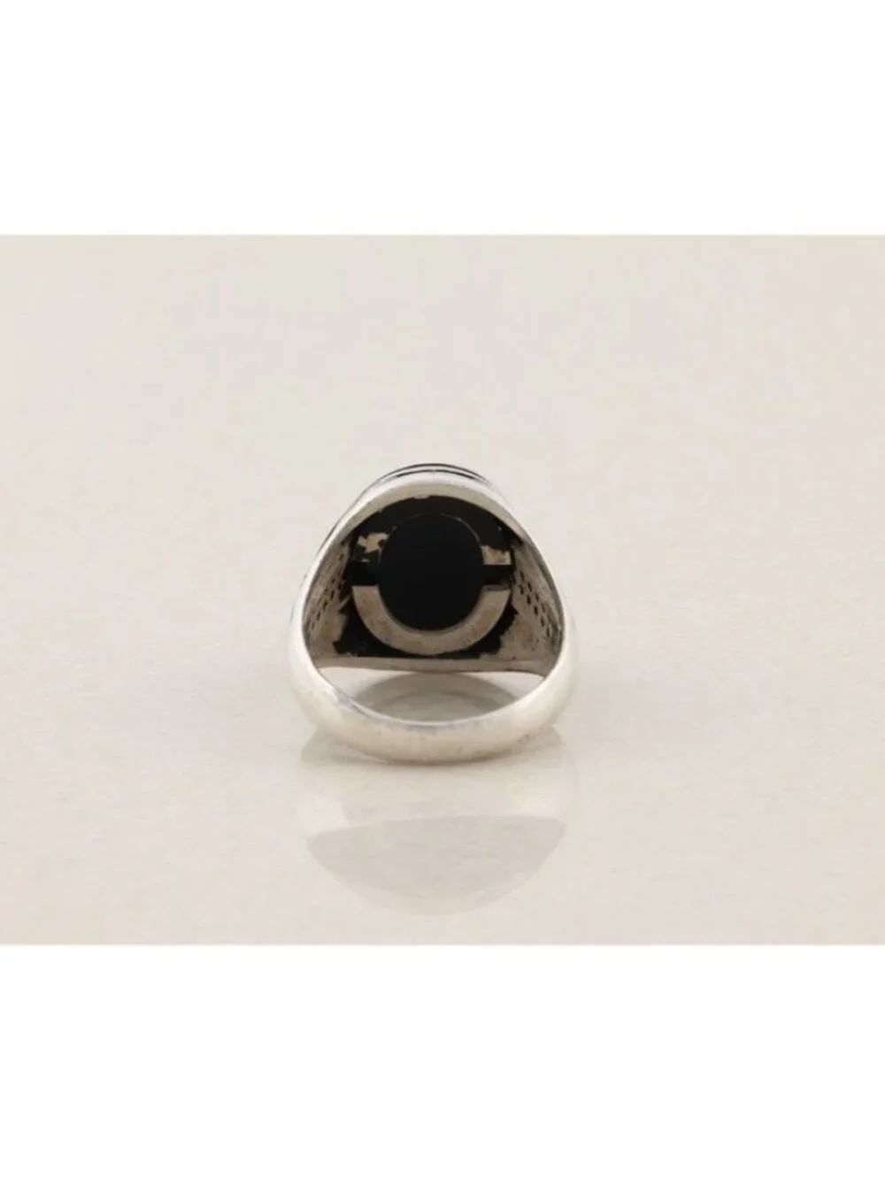Men's Sterling Silver Black Onyx & Black Spinel Ring Size 11 3/4